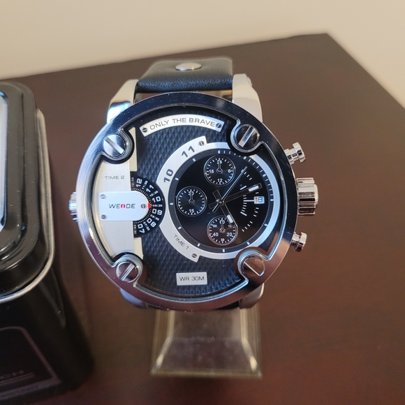 New Dual Time zone Black Weide Men’s Fashion Watch with box - Picture 2 of 4